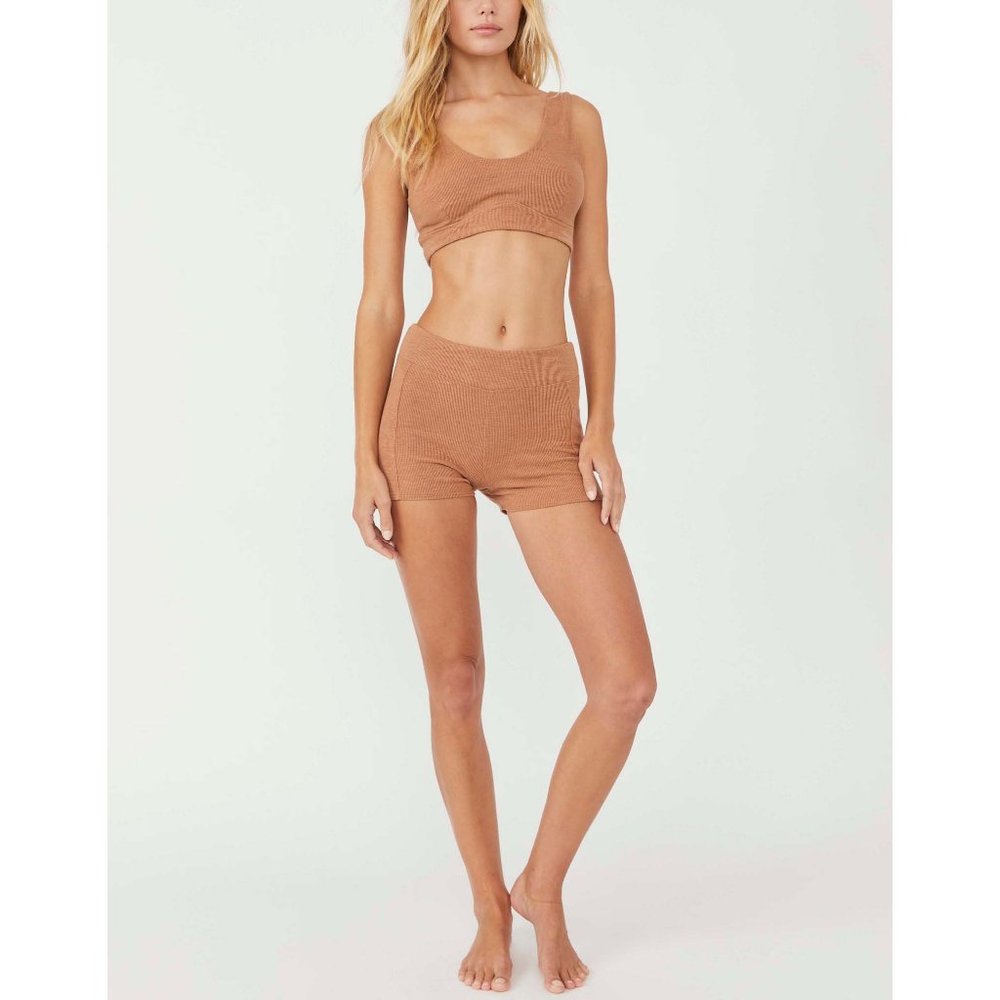 🎉LAST CHANCE🎉 NWT Free People Issa Lifestyle Boyshorts / Cafe Au Lait - Picture 2 of 6